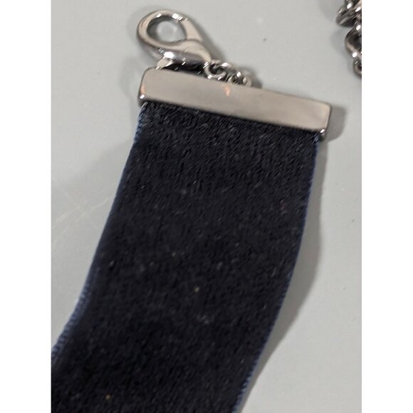 ZARA Blue Velvet Choker Necklace Rhinestone Star Charm Pendant Necklace 15 in - Picture 7 of 10